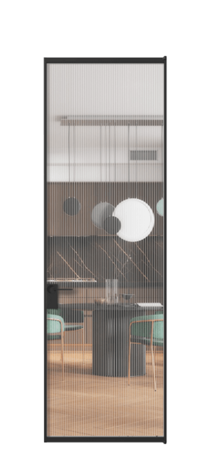 Алюминиевая дверь АЛПЛ040.01 Алюминий Черный Рифлёное стекло "Мору", триплекс Цена 141270  | Volhovec