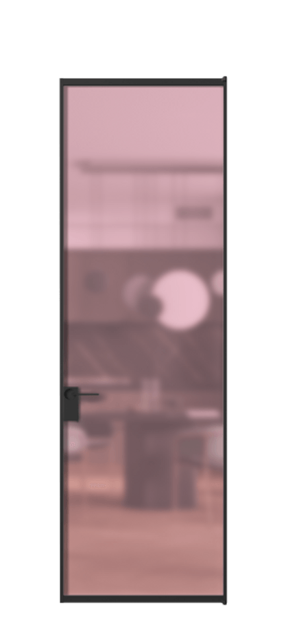 Алюминиевая дверь АЛПЛ040.01 Алюминий Черный Сатинированное розовое стекло, триплекс Цена 133270  | Volhovec