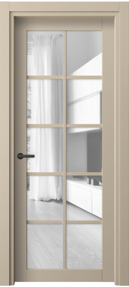 Межкомнатная дверь Нео 2106 ПЭТ светло-бежевый Прозрачное стекло, триплекс Цена 35799 ₽ | Volhovec