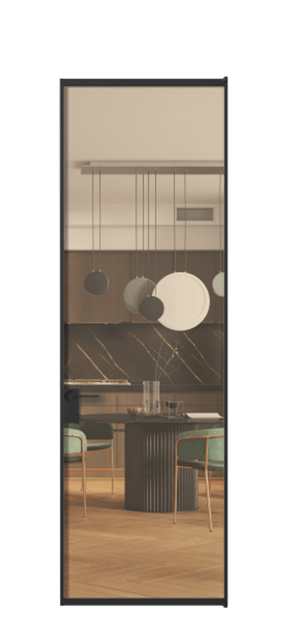 Алюминиевая дверь АЛПЛ040.01 Алюминий Черный Прозрачное оранжевое стекло, триплекс Цена 133270  | Volhovec