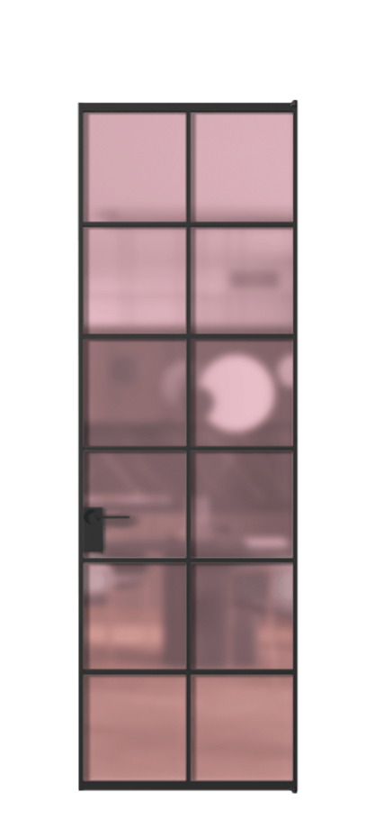 Алюминиевая дверь АЛПЛ040.05 Алюминий Черный Сатинированное розовое стекло, триплекс Цена 124530  | Volhovec