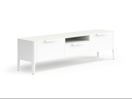 Мебель ТВ тумба Piega. Цвет Матовый светло-серый. Материал Гладкая эмаль. Коллекция ТВ тумба Piega. Картинка.