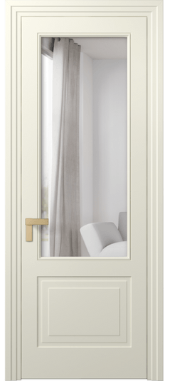 Дверь межкомнатная 8352 ММБ Двустороннее зеркало. Цвет Матовый молочно-белый. Материал Гладкая эмаль. Коллекция Rocca. Картинка.