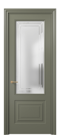 Дверь межкомнатная 8452 МОТ Сатин с гравировкой Mascot. Цвет Матовый оливковый тёмный. Материал Гладкая эмаль. Коллекция Mascot. Картинка.