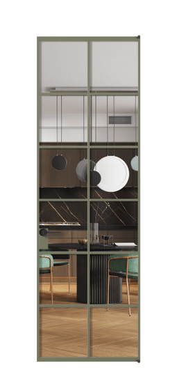 Дверь межкомнатная АЛПЛ040.05 Crystalvision АОТ. Цвет Алюминий оливковый тёмный. Материал Алюминий в эмали. Коллекция Formato. Картинка.