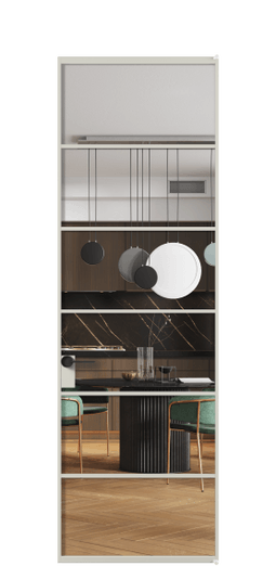 Дверь межкомнатная АЛПЛ040.04 АТСР Crystalvision. Цвет Алюминий тёплый серый. Материал Алюминий в эмали. Коллекция Formato. Картинка.