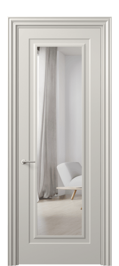 Дверь межкомнатная 8403 МОС Зеркало с одной стороны. Цвет Матовый облачно-серый. Материал Гладкая эмаль. Коллекция Mascot. Картинка.