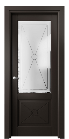 Дверь межкомнатная 6362 БАН Сатинированное стекло с гравировкой и фацетом. Цвет Бук антрацит. Материал Массив бука эмаль. Коллекция Toscana Litera. Картинка.